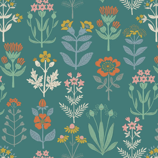 Majolica Floral Garden Green Fat Quarter (Lewis & Irene)