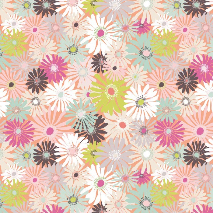 Pattern of colorful flowers on a light background