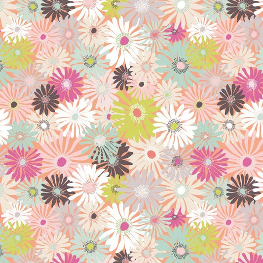 Pattern of colorful flowers on a light background