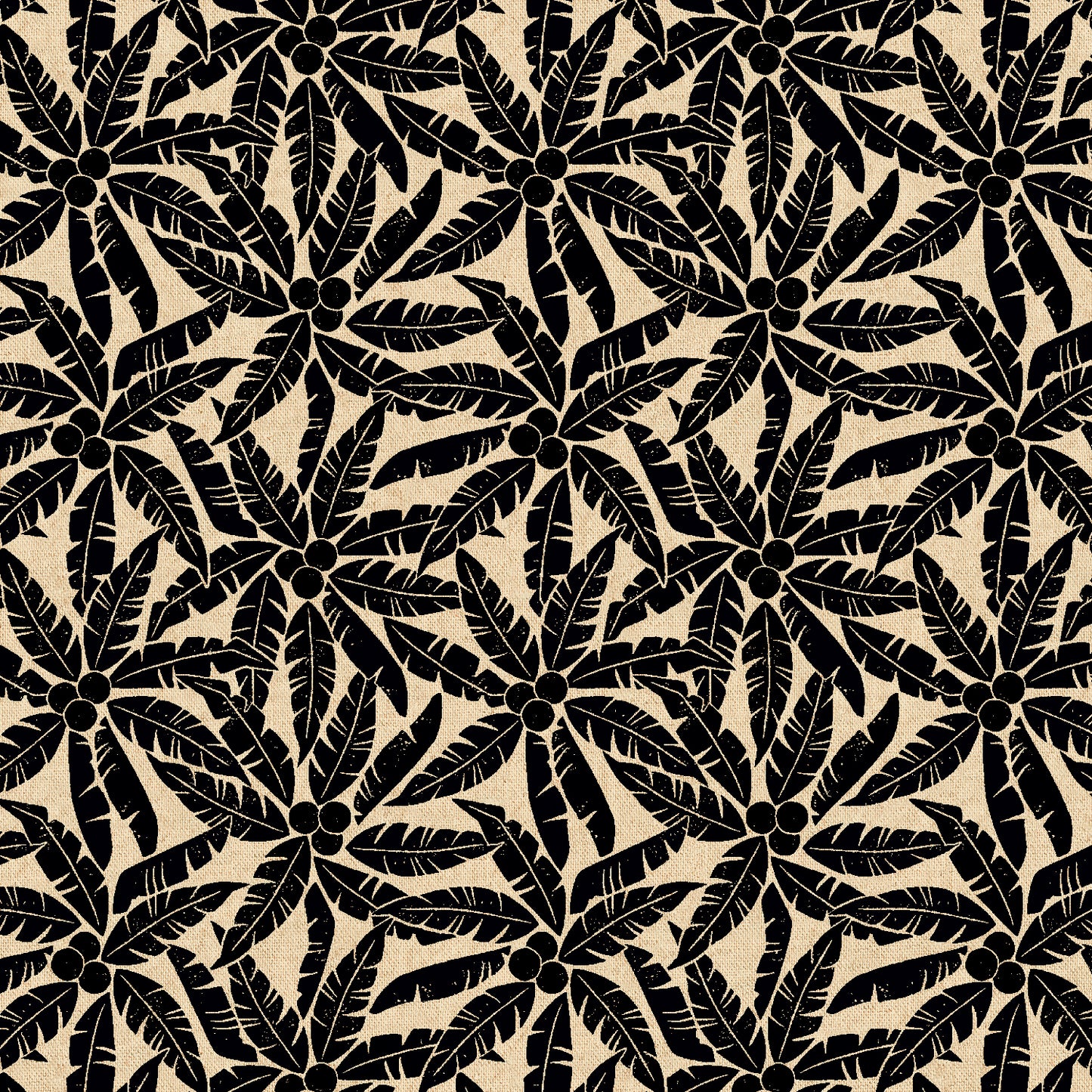 Black floral pattern on a beige background