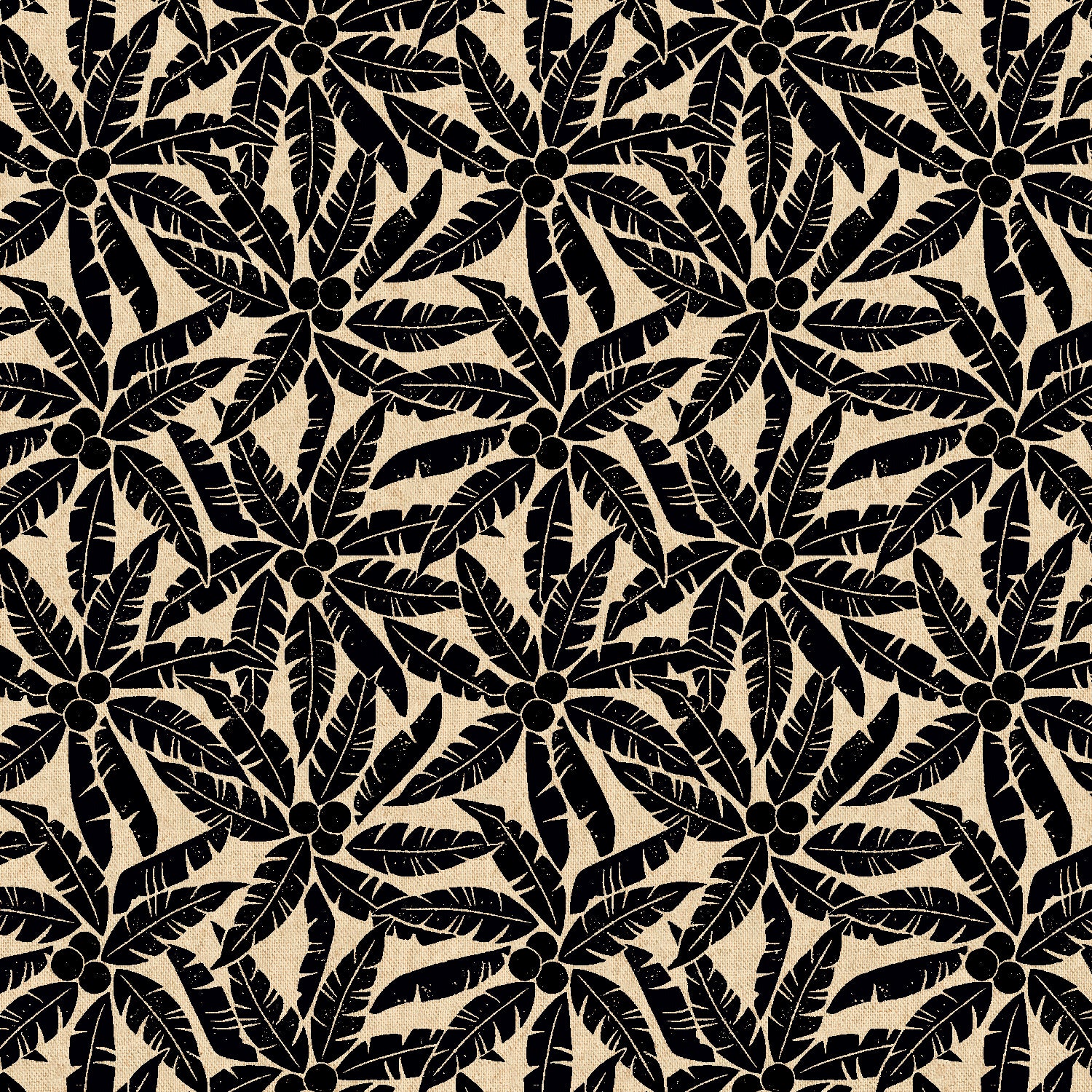 Black floral pattern on a beige background