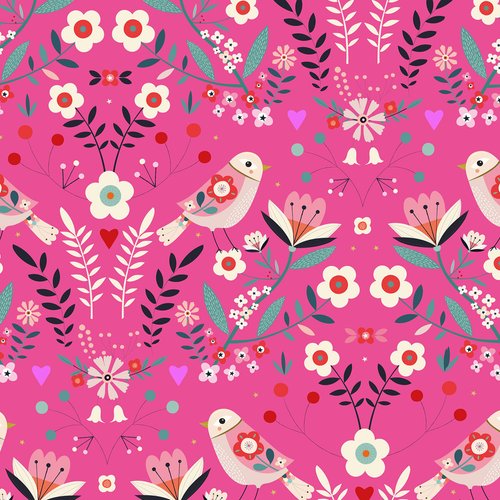 Strawberry Tea Birds Fat Quarter (Dashwood Studio)