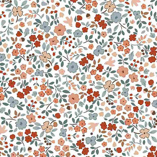Country Mouse Autumn Floral White Fat Quarter (Dear Stella)