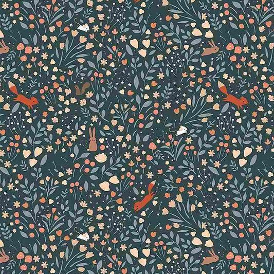 Country Mouse Woodland Frolic Carbon Fat Quarter (Dear Stella)