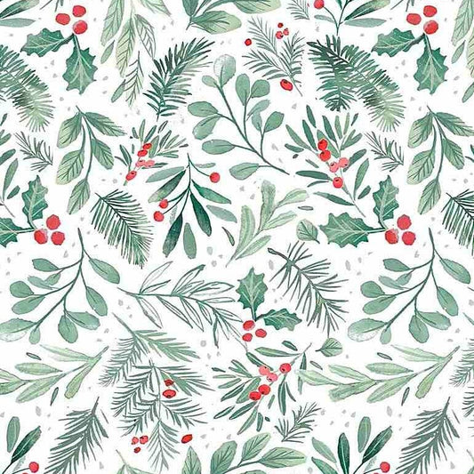Snow Much Fun Holly & Pine Fat Quarter (Dear Stella)