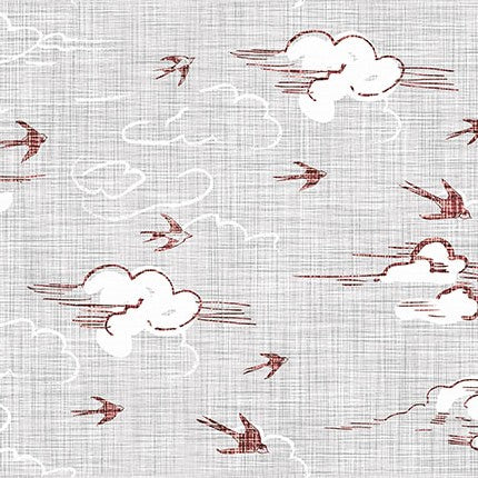 New Earth Bird Sky Light Pewter Fat Quarter (Clothworks)