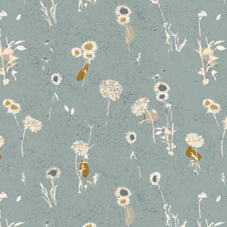 Summer Folk Painted Meadow Sky Blue Fat Quarter (Cotton + Steel)