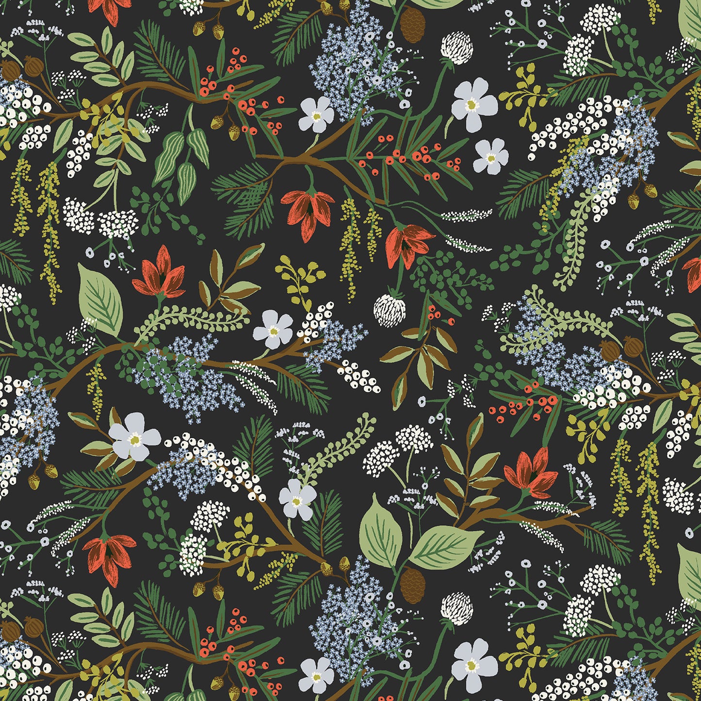 English Rose - Rifle Paper Co (Cotton & Steel) - Juniper Forest Black