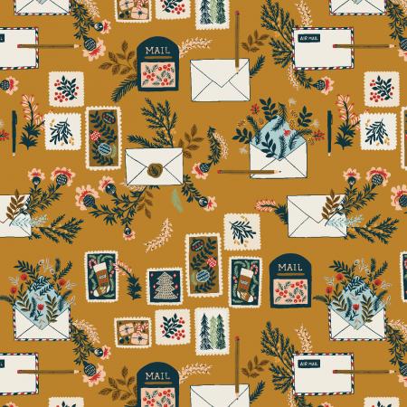 Merry Memories Letters to Santa Gold Fat Quarter (RJR Fabrics)