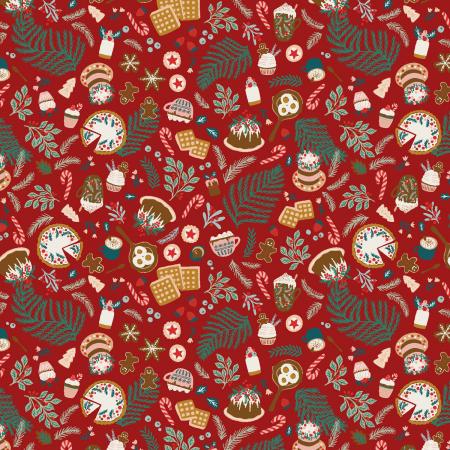 Merry Memories (RJR Fabrics) - Christmas Feast Deep Red